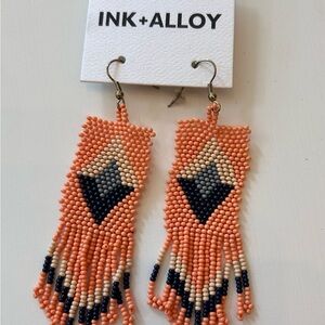 INK+ALLOY Vibrant Orange and Black Beaded Earrings
